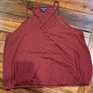 American Eagle Outfitters Maroon Wrap Camisole top shirt. Large. Soft & Sexy.